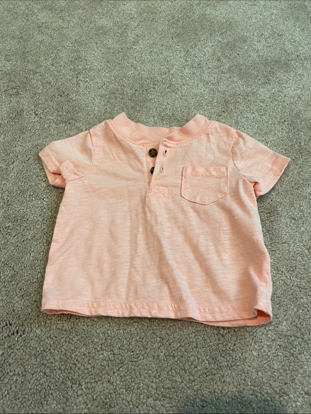 ❗️3/$10❗️Carter’s child of mine Salmon Coral Peach Henley Tee Newborn